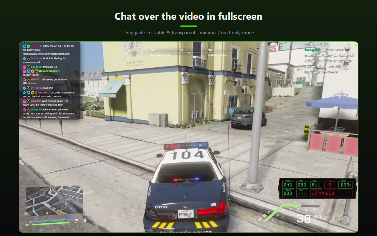 Floating fullscreen chat panel