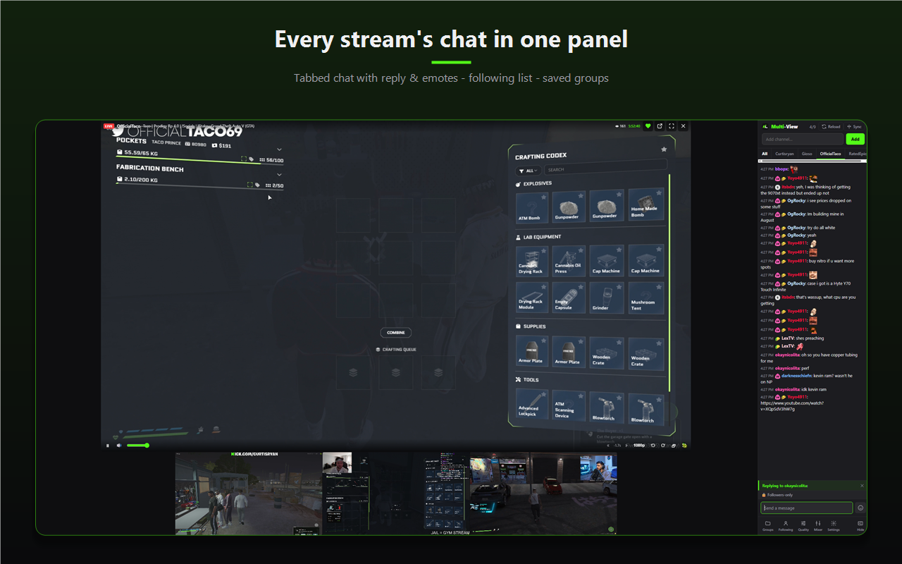 Multi-View's tabbed chat panel