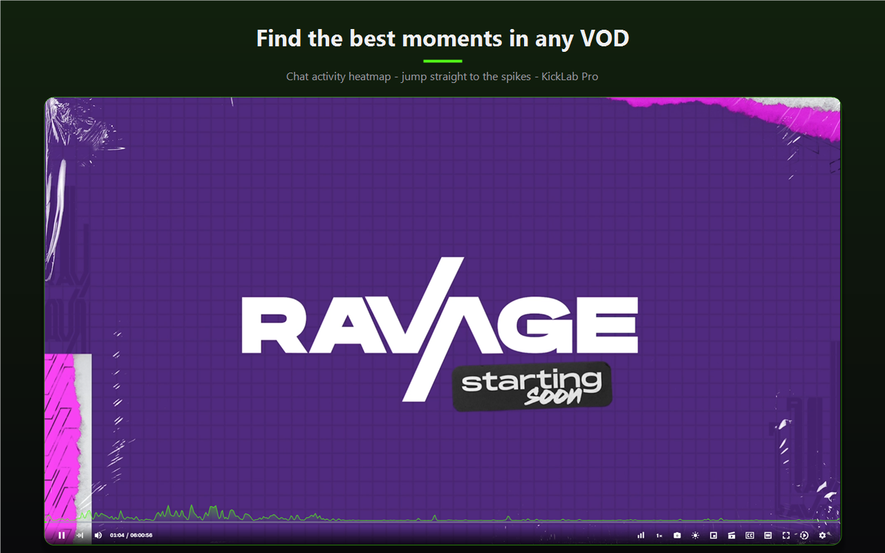 VOD chat heatmap showing chat activity spikes